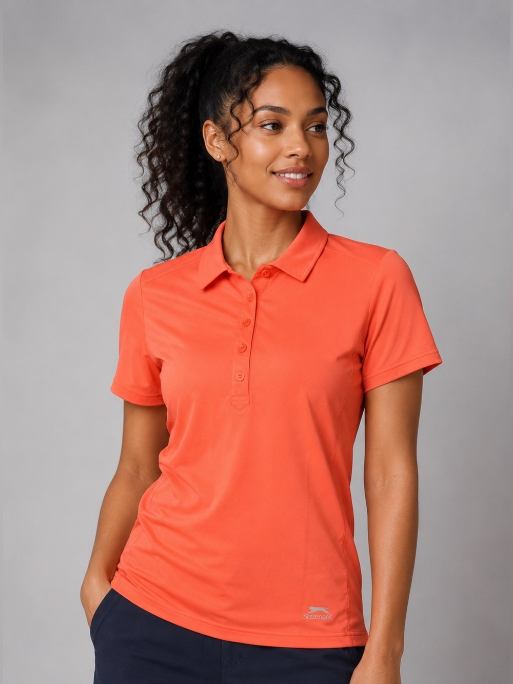 L.L.Bean Athletic Golf Polo Shirt Coral Orange Performance stretch M